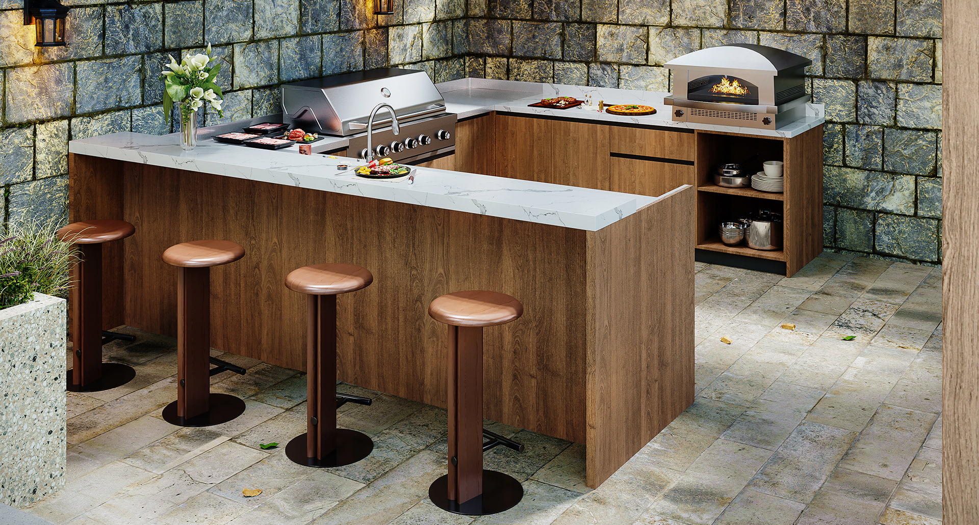 Kabinet Dapur Luaran BERBENTUK G